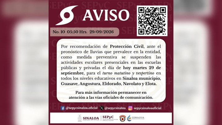 SEPyC amplía suspensión de clases a seis municipios más por lluvias