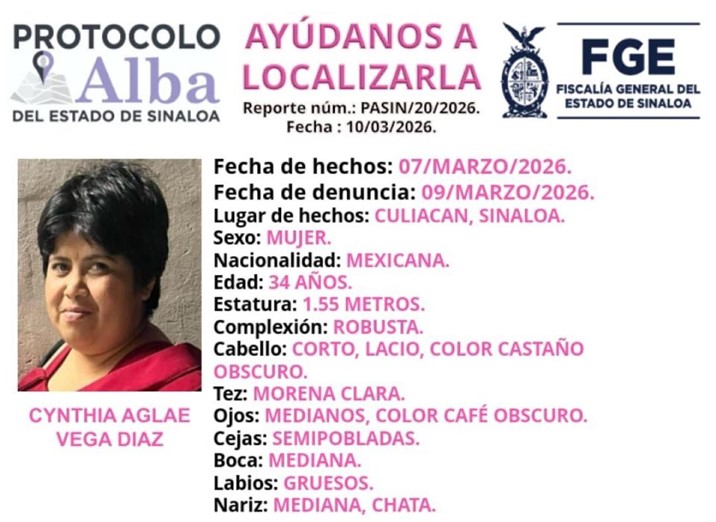  Activan Protocolo Alba por desaparición de mujer en Culiacán