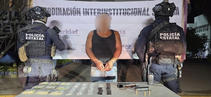 Detienen a civil armado con droga en Navolato