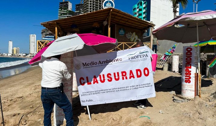 Clausura Profepa obra irregular en playa de Mazatlán tras denuncias ciudadanas