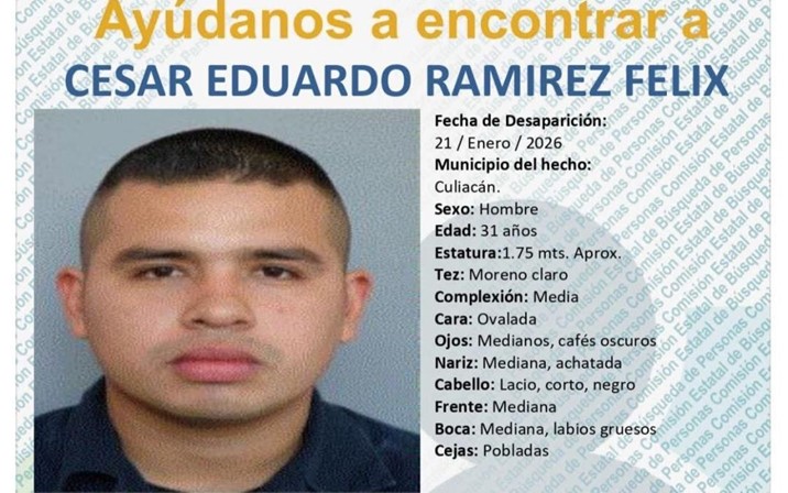 Reportan desaparición de un policía municipal en Culiacán