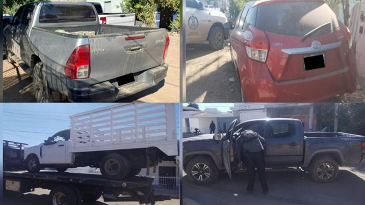 Recuperan cuatro vehículos robados en Villa Juárez, Navolato