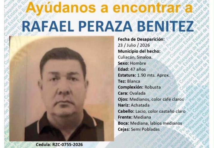 Activan búsqueda urgente por Rafael desaparecido en Lomas de San Isidro