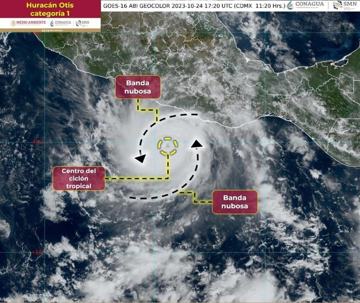  ‘Otis’ toma poder en el Pacífico y se intensifica a Huracán categoría 1