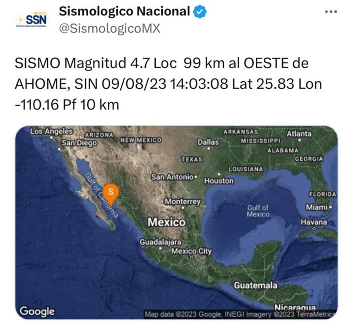  ¡Lo que faltaba! Sismo de 4.8 sacude a Los Mochis 
