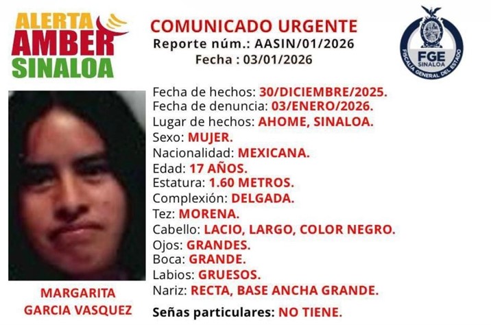 Activan Alerta Amber por desaparición de Margarita, en Ahome