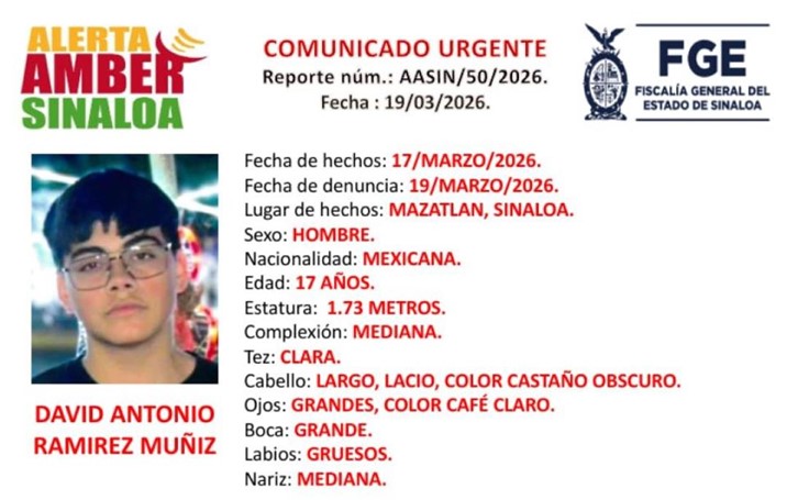 Activan Alerta Amber por desaparición de David Antonio en Mazatlán