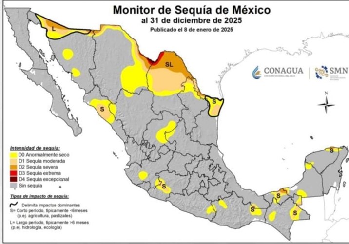 Siete municipios de Sinaloa cerraron 2025 con sequía 