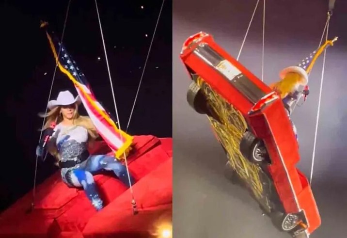  Beyoncé queda suspendida en el aire; auto volador falla en show de la gira ‘Cowboy Carter’